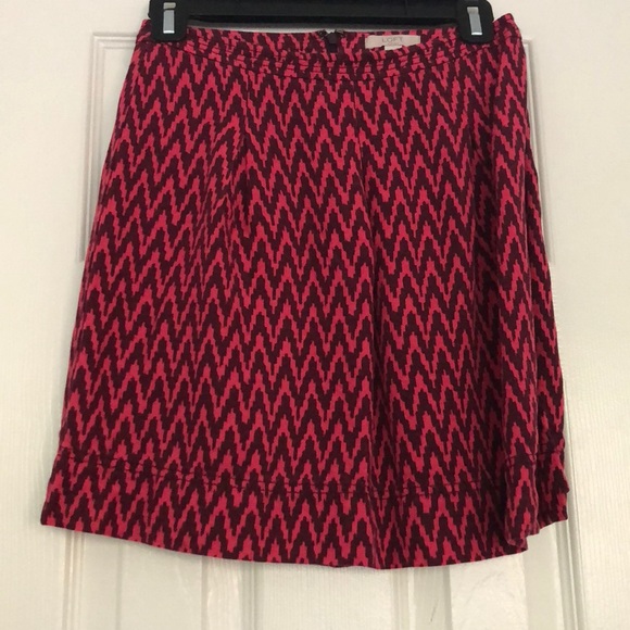 LOFT Pink/Burgundy Chevron Skirt - Picture 1 of 3